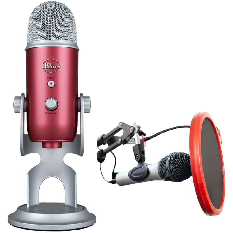 BLUE MICROPHONES Yeti USB Microphone Steel Red + Mic. Wind Screen image 1