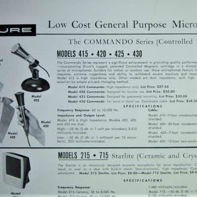 Vintage 1960's Shure 420 controlled magnetic microphone high Z harp mic w accessories 425 430 415 image 2