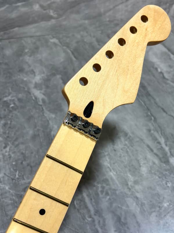Maple 22 Fret Electric guitar Neck part 25.5" parts Locking nut Natural gloss image 1