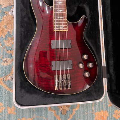 Schecter C-4 Deluxe Active 4-String Bass 2010s - Crimson Red Burst image 3