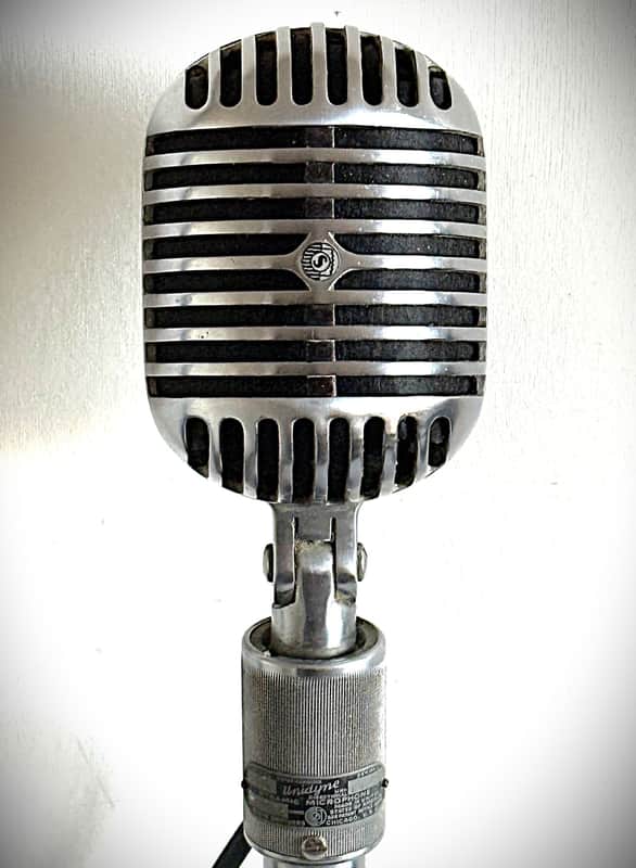 Vintage Shure 556C Fatboy Microphone, 1940's, original element, w/cable-stand image 1