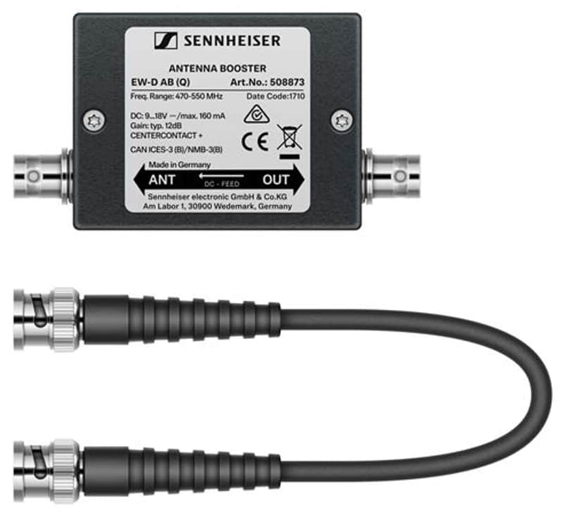 Sennheiser EW-D AB Q Inline Antenna Booster 10 dB Gain 470-550 MHz image 1