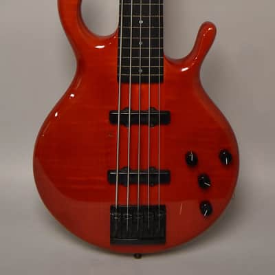 1990 Pedulla MVP-5 Bass Fretless Conversion 5-String Red w/HSC image 2