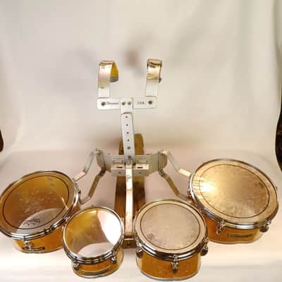 Slingerland 12,8,10,13"Gold Sparkle Marching Quads-Tom Drums Vintage 70s 5Ply US image 3
