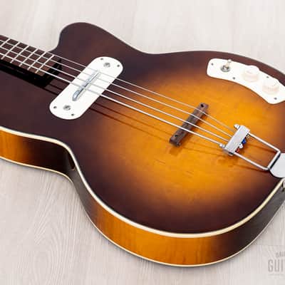 1961 Kay K5965 Pro Howlin' Wolf Vintage Hollowbody Bass Guitar Sunburst, 100% Original w/ Case, K162 image 11