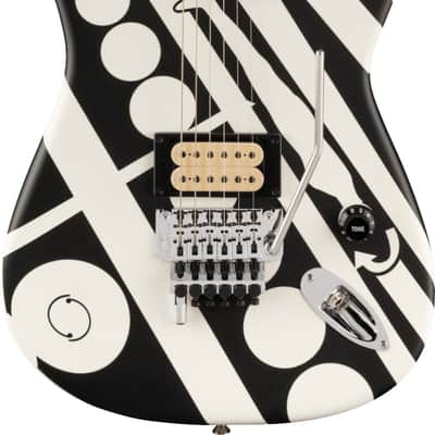 EVH EVH Striped Series Circles Electric Guitar. Maple Fingerboard, White and Black image 1