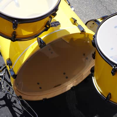 Tama Imperialstar 6pc Shell Pack w/ Snare Drum & Tom Stand - Electric Yellow w/ Black Nickel Hardware image 8