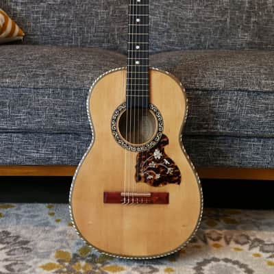 Early 1900's French Parlor Guitar - Mirecourt René Gérome Salon, Gypsy Parlor - Romantic Nylon String image 3