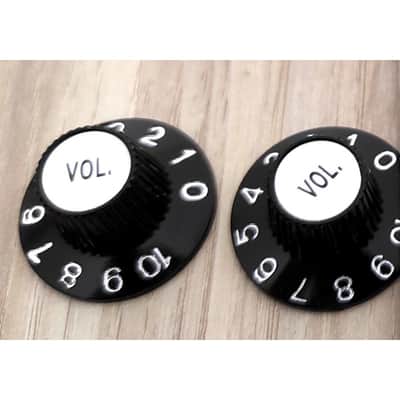 2 Black Volume Witch Hat black Knobs Silver reflector for US pots image 1