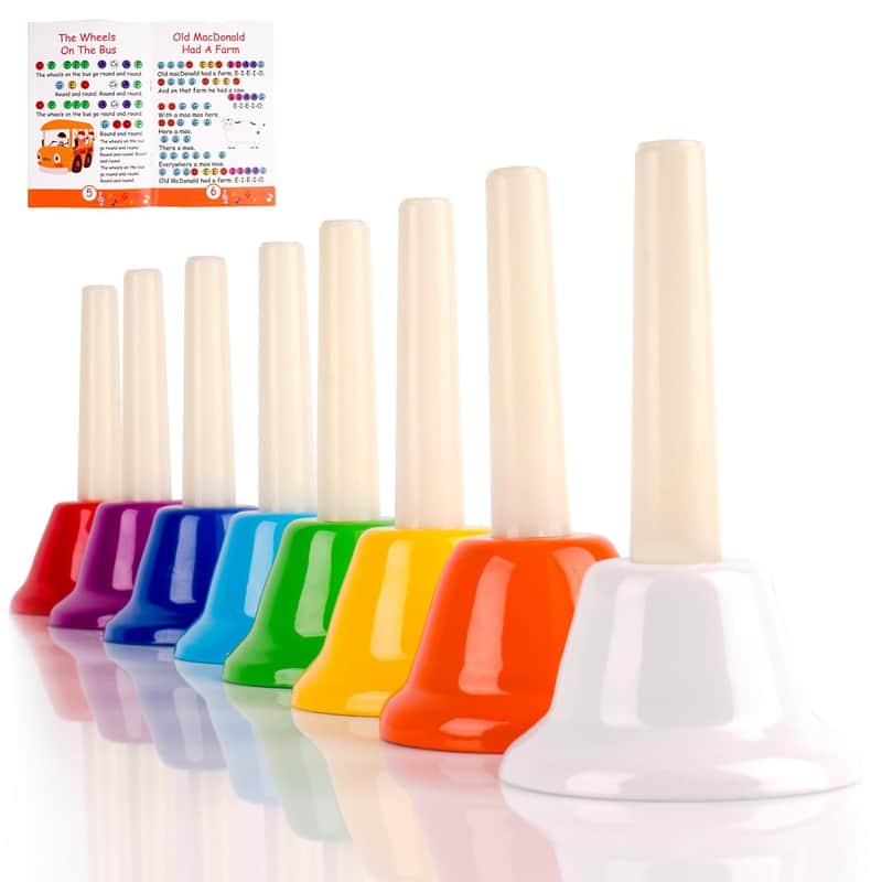 Handbells, Hand Bells Set 8 Note Musical Bells With Colorful Songbook For Toddlers Children Kids Adults School Church Classroom Wedding, By image 1