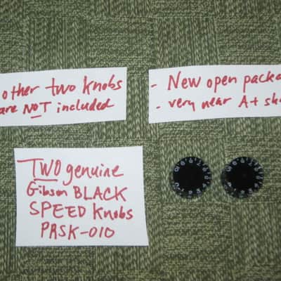 TWO new (open package) very near A+ genuine Gibson BLACK SPEED Knobs PRSK-010 (only 2 knobs from the PRSK-010 set are for sale - the other 2 knobs are NOT included) minor surface imperfections on top sides image 1