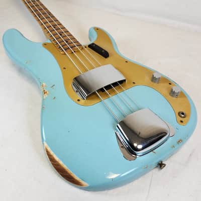 Fender Custom Shop P-Jazz Relic Ash Body Electric Bass Guitar Daphne Blue image 9