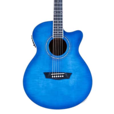 Washburn EA15 Festival Series Mini Jumbo Cutaway Acoustic Electric Guitar. Trans Blue image 13