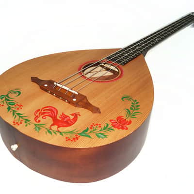 Ukrainian Folk Music 4 Strings Bass Guitar Kobza made in Ukraine by Trembita Natural Wood Hand Painted Rich and Powerful Sound! image 3