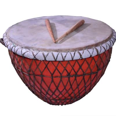 Unbranded Handcraft 13" Nagada Traditional Hand Drum Nagari Musical Percussion Instrument - Natural image 4