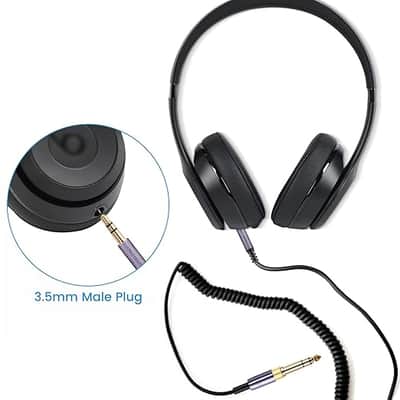 weishan Solo4 Cord Coiled Audio Cable Replacement for Dre Beats Studio3 / Studio Pro/Solo 3 Wireless Noise Cancelling Headphones, 3.5mm(1/8") Extension Wire Compatible with iPhone PS5 Xbox One, 14ft image 2