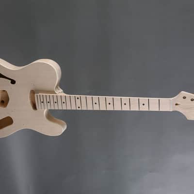 Tele Thinline Style Semi-Hollow Electric Guitar DIY Kit – Build Your Own Tele Guitar – Unfinished image 4