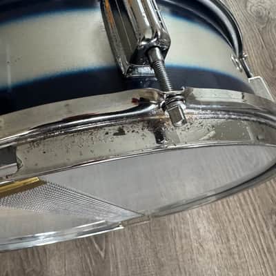 Rogers 1960s Cleveland Tag Covington Era Luxor Snare Drum 5x14 Blue And Silver Duco Multi Color image 7