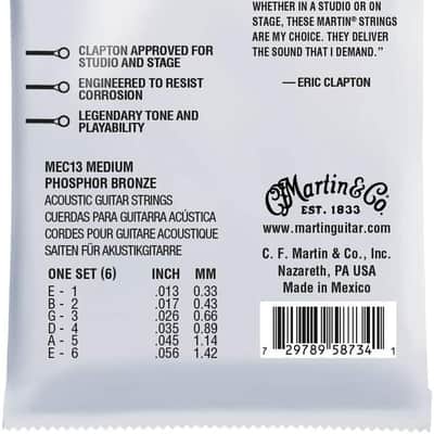 Martin MEC13 Clapton's Choice Phosphor Bronze Acoustic Guitar Strings - .013-.056 Medium image 2