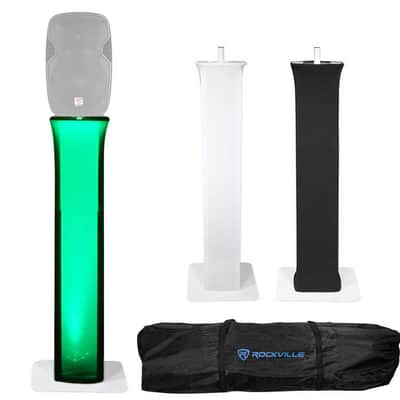 (2) Rockville RTP32W Totem Style DJ Speaker Stands w/Black+White Scrims+(2) Bags image 12