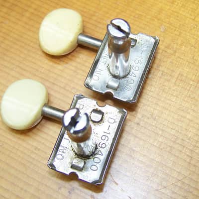Kluson Deluxe "double line" split shaft in-line guitar tuners D-169400 plastic button 60s - nickel image 5