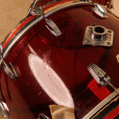 1970s Ludwig Red Vistalite 14x22, 8x12, and 16x16 Drum Set image 16