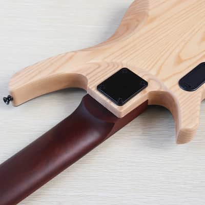 Black Custom 5 String Headless Bass, Wenge Top Ash Body, Roasted Maple Neck, 24 Frets image 9