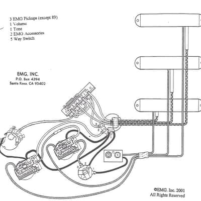 EMG 85 SA SA - black + SPC, EXG, RPC , switch, jack + all drawings, diagrams to wire up - mid 1980's image 11