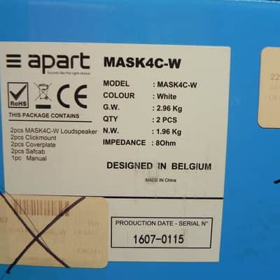 Apart Audio MASK4C-W 4.25" Two-Way Loudspeaker with Clickmount System - white image 3