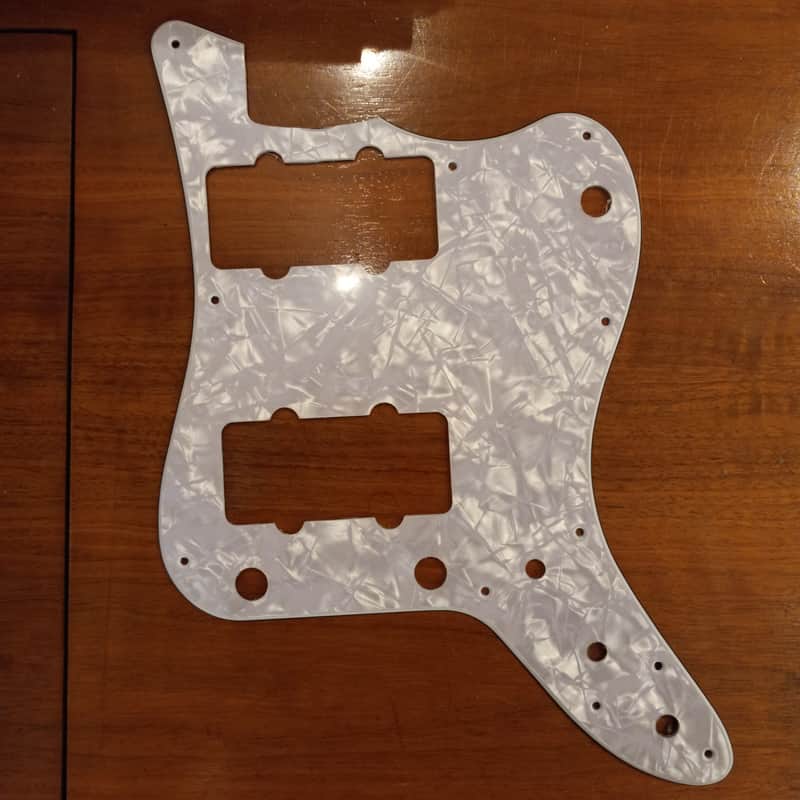 Off Brand Tele dual humbucker White Pearl 11 Hole Pickguard image 1