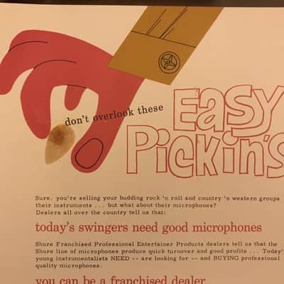 Shure Franchise Dealer invite 'Easy Pickin's' 1966 image 1