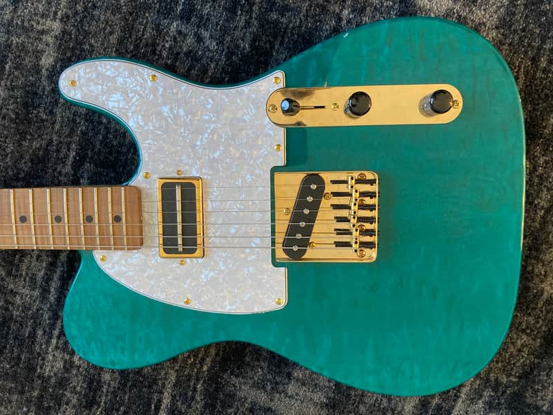 Warmoth Telecaster BODY Quilt Maple Transparent Turquoise White Korina Lollar CC, Fralin Split Steel Bridge VIDEO! image 1