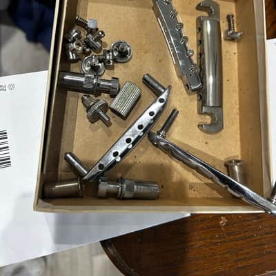 Vintage Gibson Bridge and hardware set up with stop bar and everything you see in the box 1960’s - Nickel image 8