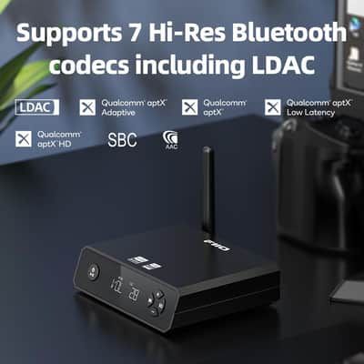 FiiO BR13 HiFi Bluetooth 5.1 Music Receiver Long Range Bluetooth Adapter with USB DAC, LDAC/aptX Low Latency, OLED Display & RCA Optical Coaxial Output for Home Stereo,PC/TV image 4