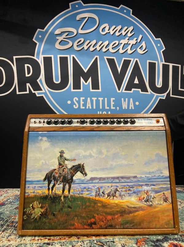 Charlie Daniels' Fender 1969 Twin Reverb Amp with Custom Cowboy Painting Front Panel 1969 - Mahogany image 1