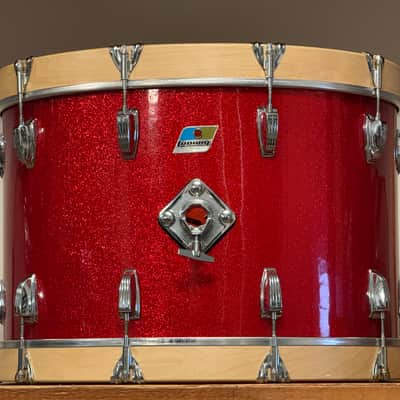 1970's Ludwig 22" Red Sparkle 14x22 Bass Drum 3-Ply Maple image 2