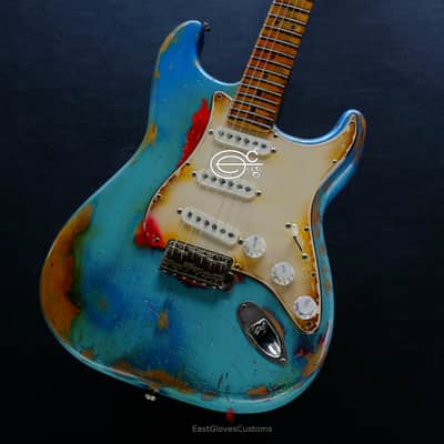 Fender Stratocaster Daphne Blue/Pelham Blue Tex-Mex Made in USA Medium Relic Aged RARE image 3