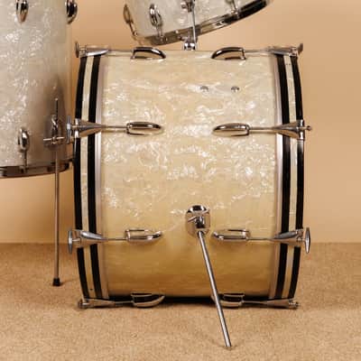 1965 Slingerland "Gene Krupa Deluxe" White Marine Pearl Drum Set image 11
