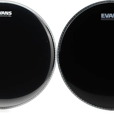 Evans Black Chrome Tom Batter Head - 16 inch Bundle with Evans Resonant Black - 13 inch image 1