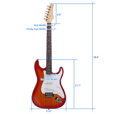 Ukscs Rosewood Fingerboard Electric Guitar Sunset - Red image 6