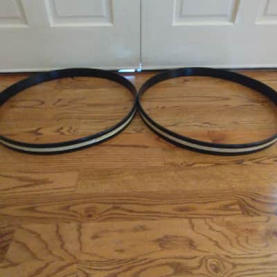Ludwig (2) matching vintage super classic 22" bass drum hoops marine earl inlay exceptional image 4