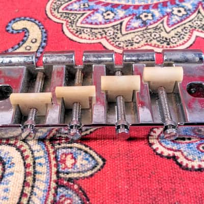 VINTAGE 1970 GIBSON (2) POINT (4) SADDLE BASS BRIDGE w/ POSTS & INSERTS image 8