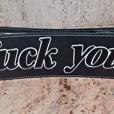 Guitar Strap - Fuck You -Leather Suede Custom Strap 57"- 66", x 3" Extra Long! image 3