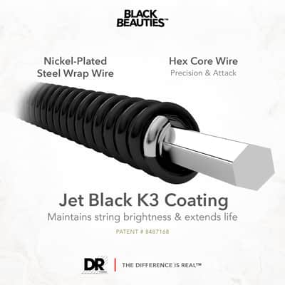 DR Strings BLACK BEAUTIES™ - BLACK Colored Electric Guitar Strings: Medium to Heavy 10-52 image 4