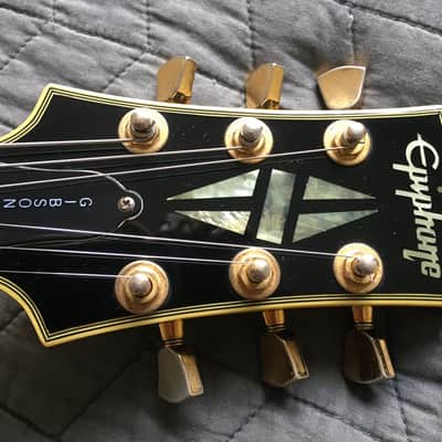 Epiphone Les Paul Custom Vintage late '80s Open Book Headstock Aged Black Long Neck Tenon Mik Ebony image 4