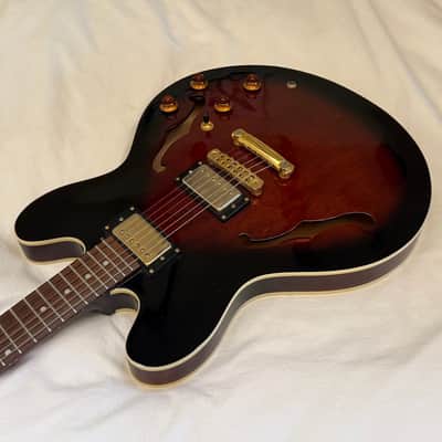 Vintage 1998 Epiphone Dot Deluxe - Made in Korea (MIK) - Cinnamon Burst (VSB) - Free Pro Setup image 6