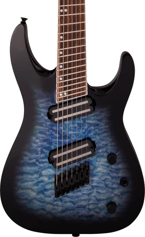 Jackson X Series Soloist Arch Top SLATX7Q MS Electric Guitar. Laurel FB, Multi-Scale, Transparent Blue Burst image 1