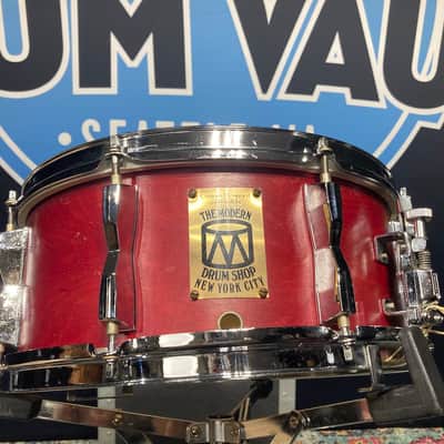 Modern Drum Shop NYC - 6x14" Wood 10-Lug Snare Drum - Red Stain Finish image 3