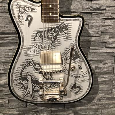 Duesenberg Johnny Depp Signature Series Electric Guitar 2010s - Aluminum Tattooed image 2