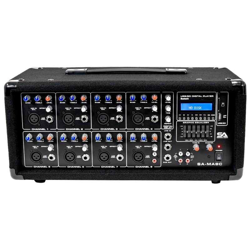 Seismic Audio - SA-MA8C - 8 Channel 400 Watt Powered PA Head Mixer with Bluetooth Remote and Effects image 1
